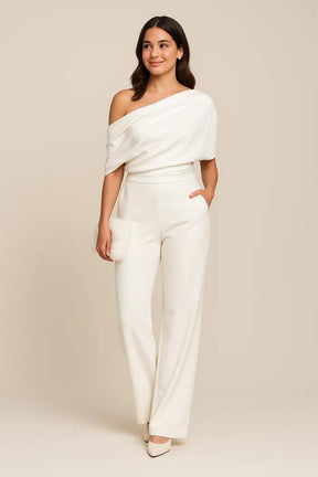 Women's One-Shoulder Wide-Leg Jumpsuit – Elegant Sleeveless Outfit for Parties or Events