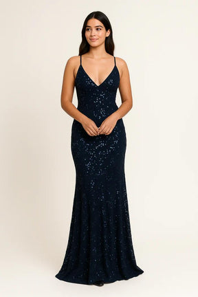 Women’s Sequin Mermaid Evening Gown – Sleeveless Floor-Length Formal Dress