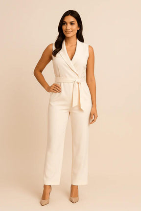 Women's Sleeveless Belted Jumpsuit – Tailored Fit One-Piece Outfit